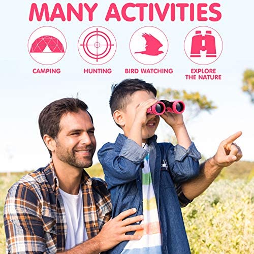 Shock Proof Toy Binoculars for Kids - Pink, Ideal for Bird Watching & Outdoor Adventures