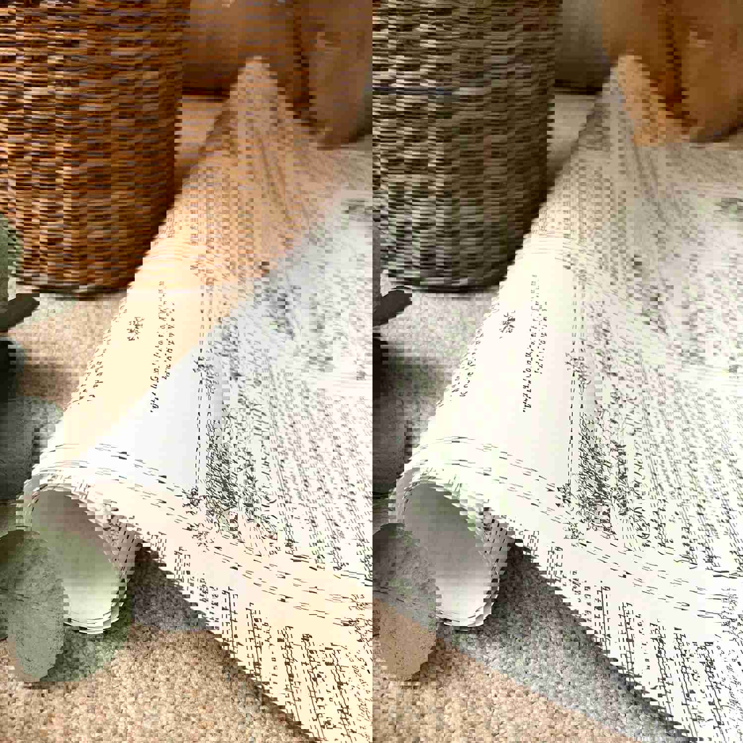 Green Vintage Holiday Music Sheets Gift Wrapping Paper | Christmas Carol Premium Wrapping Paper Rolls