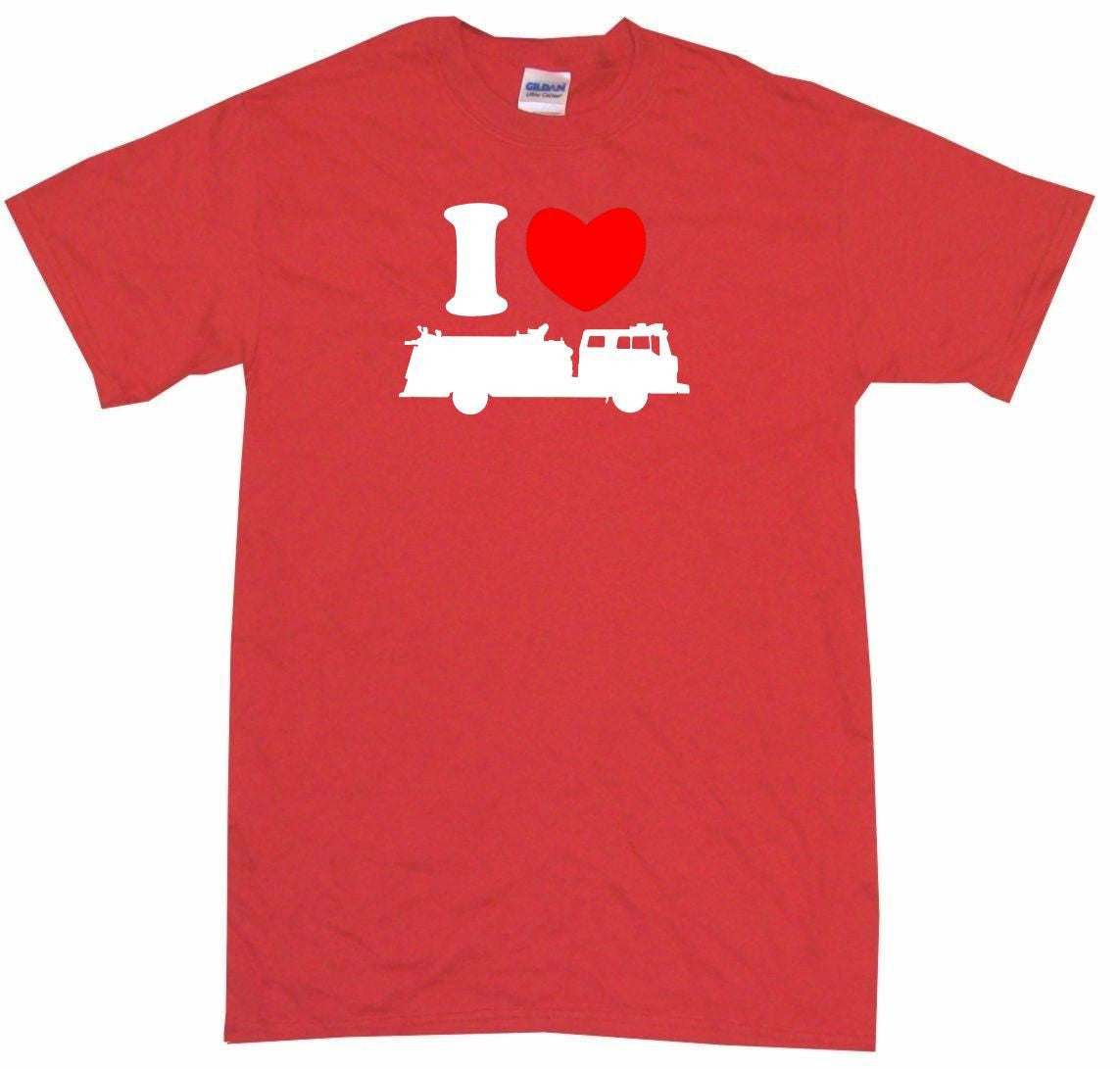 I Heart Love Fire Truck Silhouette Tee Shirt OR Hoodie Sweat