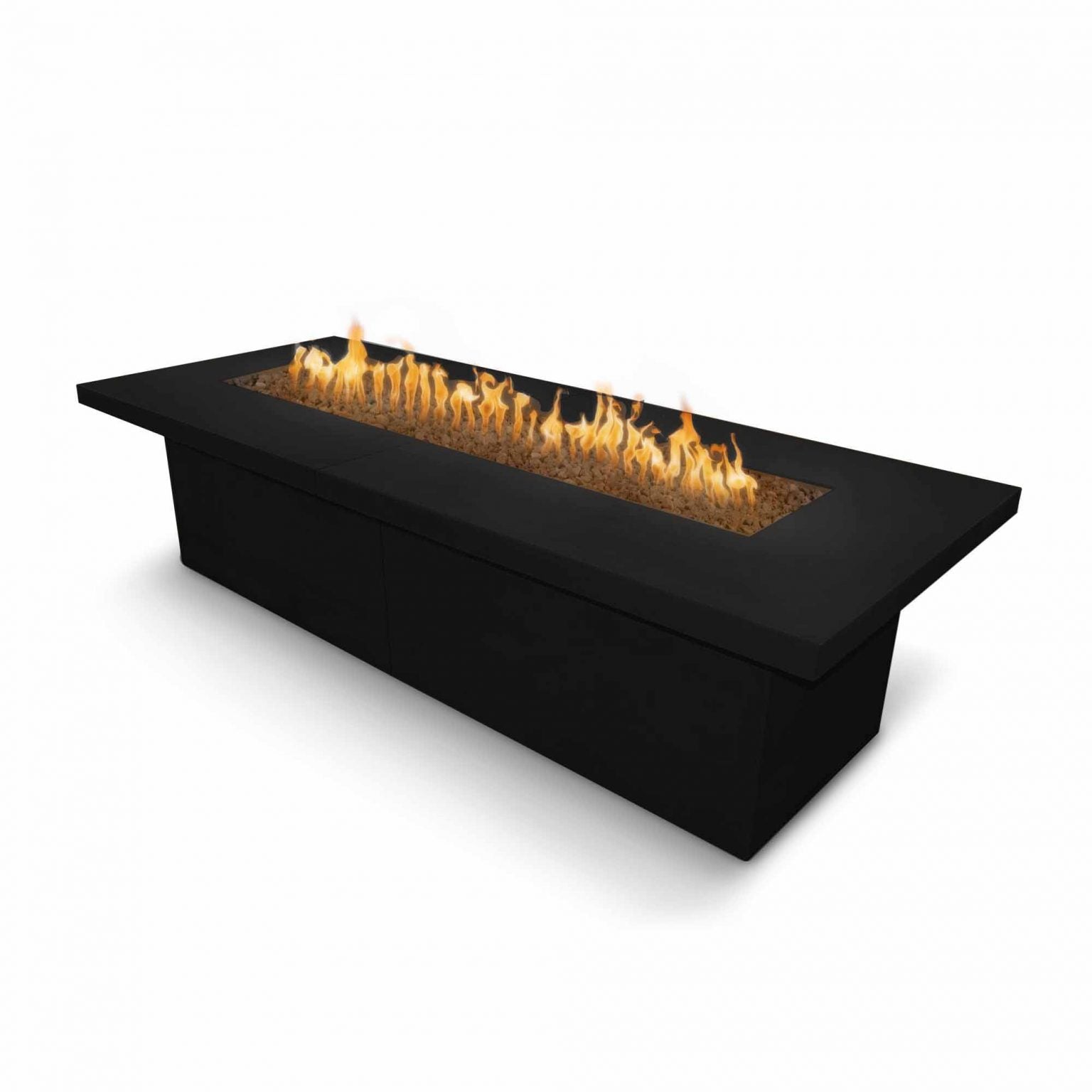 The Outdoor Plus Newport Rectangle Fire Pit in GFRC Concrete with Free Cover