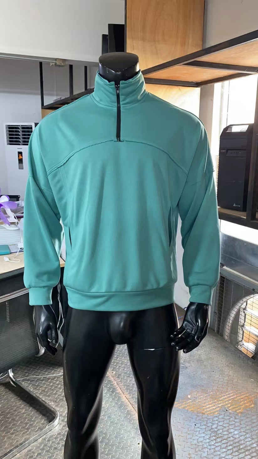 Jinquedai Vintage Punk Retro Fashion Half Zipper High Neck Sweater for Men