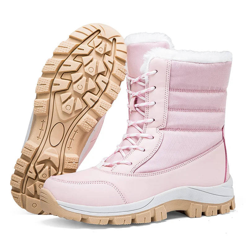 Women's Snow Boots Winter Plush Warm Waterproof Anti-Slip Hiking Shoes