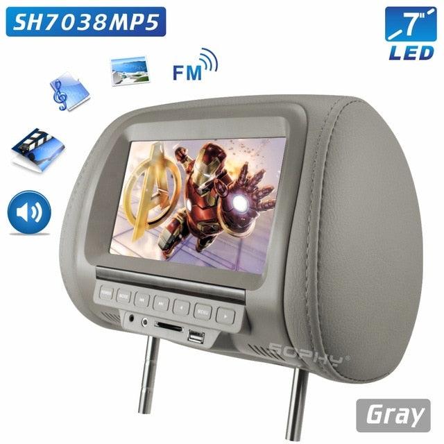 Universal 7 Inch Car Headrest MP4 Monitor with USB SD MP3 MP5 FM and Built-in Speakers