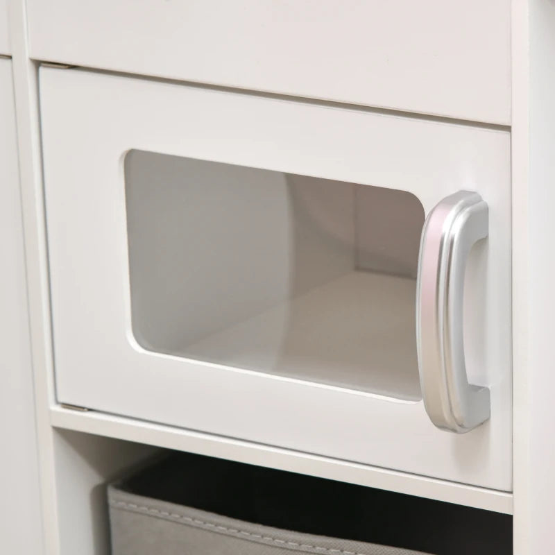 Qaba Corner Play Kitchen with Lights & Sounds, Wooden Kids Kitchen Playset with Storage, Ice Maker, and Accessories