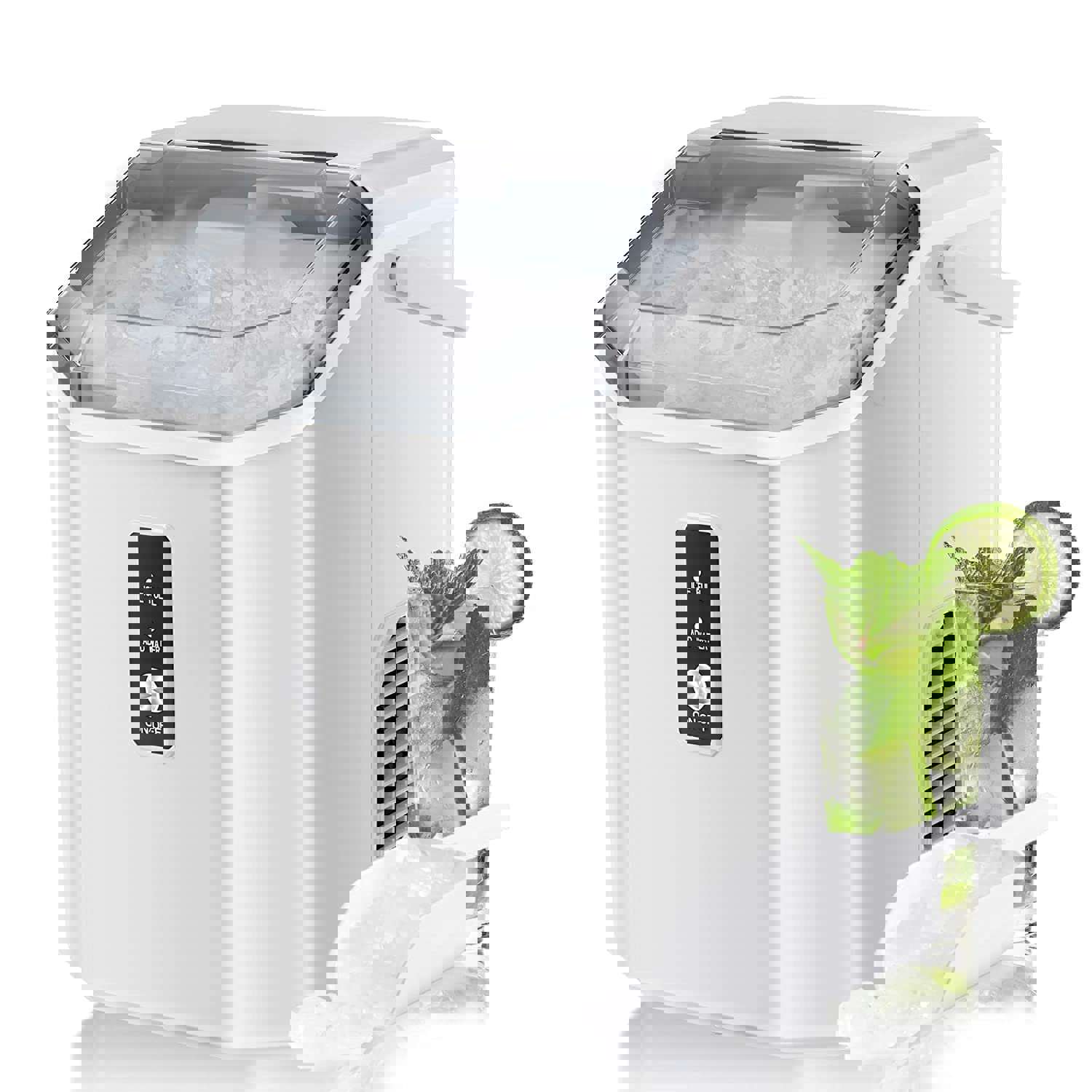 KISSAIR Countertop Ice Maker with Soft Chewable Ice, 34Lbs/24H, Pebble Portable Ice Machine with Ice Scoop, Self-Cleaning, One-Click Operation, for Kitchen, Office, White