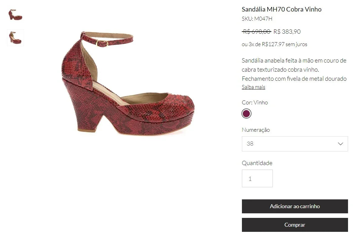 Personal Shopper Service for Sandália MH70 Cobra Vinho - Buy from Brazil (DDP)