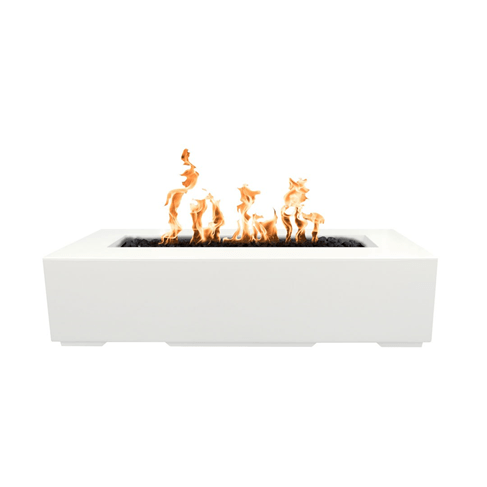 The Outdoor Plus Regal Rectangle Fire Pit in GFRC Concrete with Free Cover