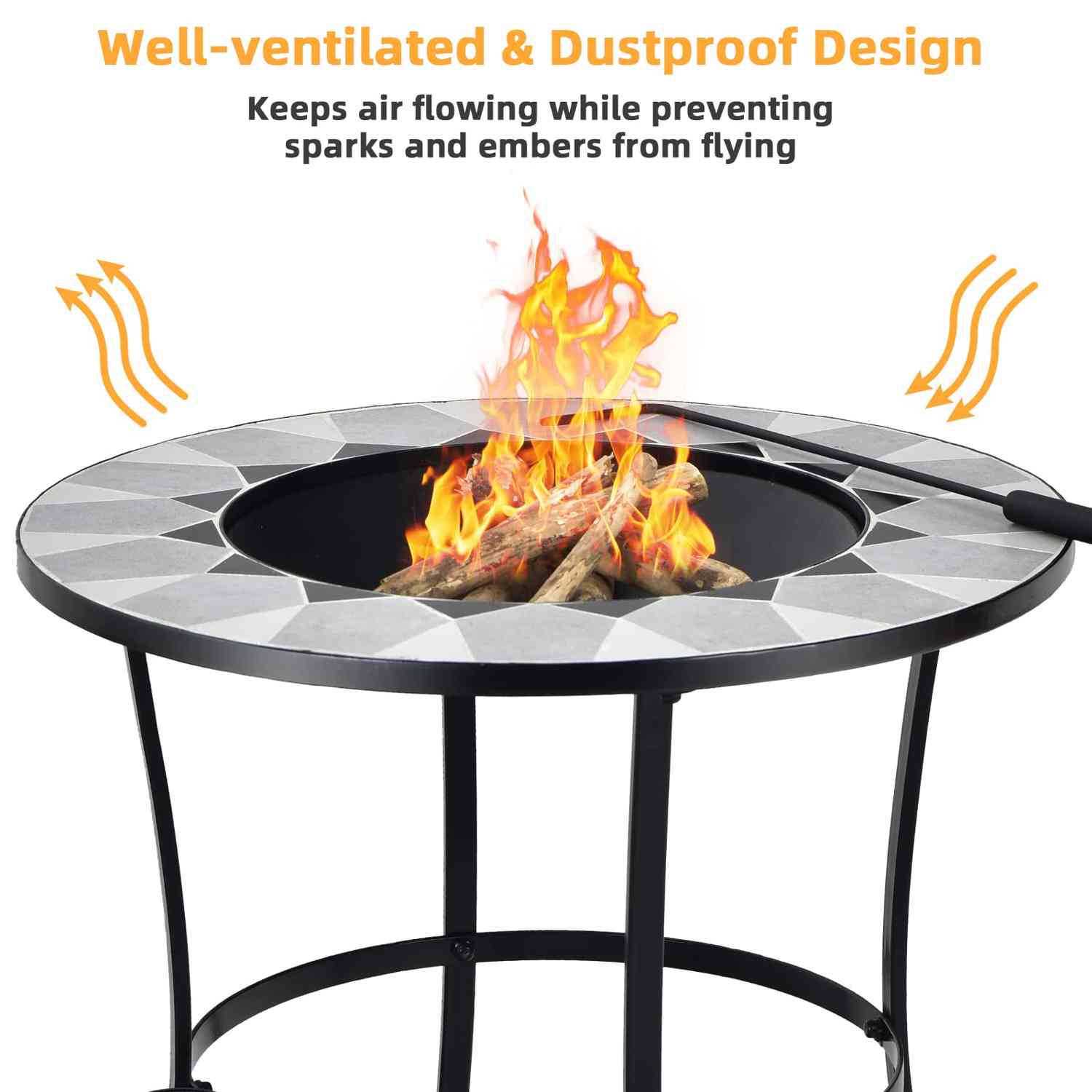 Tangkula Outdoor Fire Pit Table with Tile Tabletop