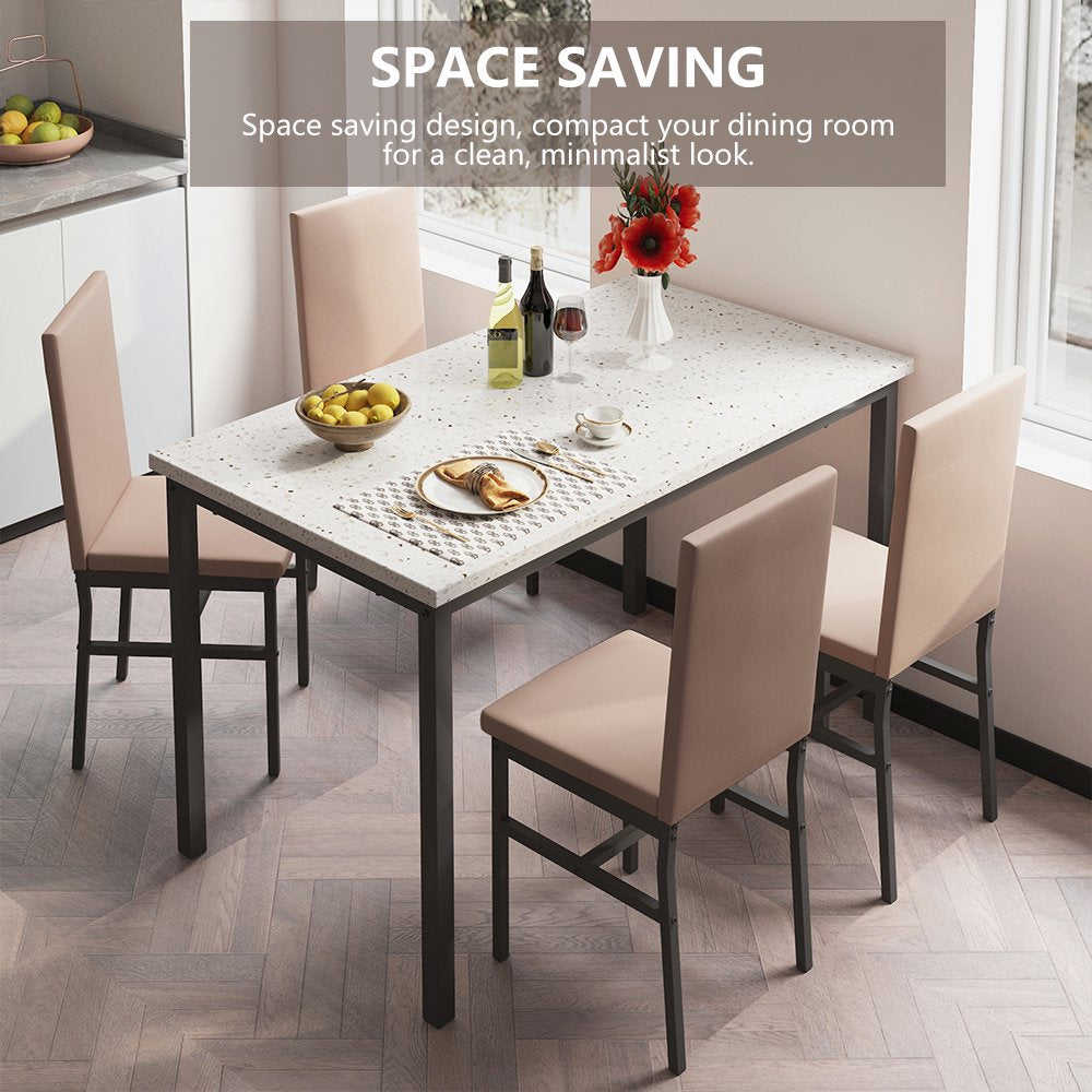 Modern 5-Piece Dining Set with PU Leather Chairs for Small Spaces