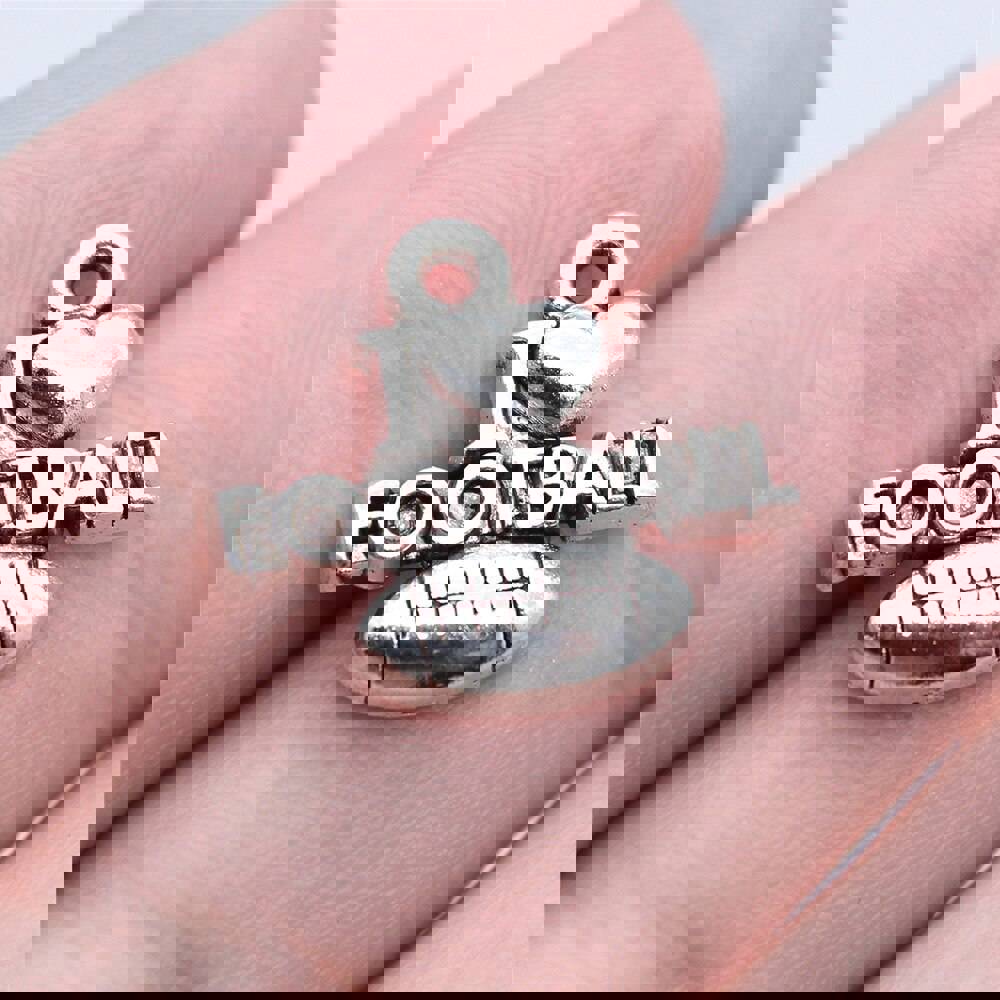 20pcs Antique Silver I Love Football Charms for DIY Jewelry Making