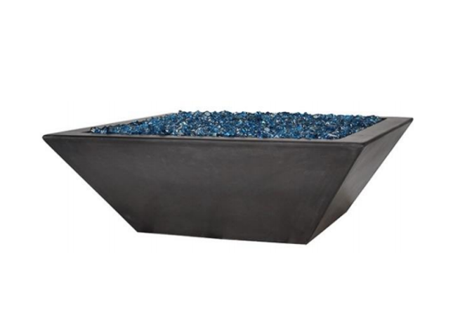 Geo Low Square Fire Bowl with Electronic Ignition - Premium Fire Feature with Free Cover