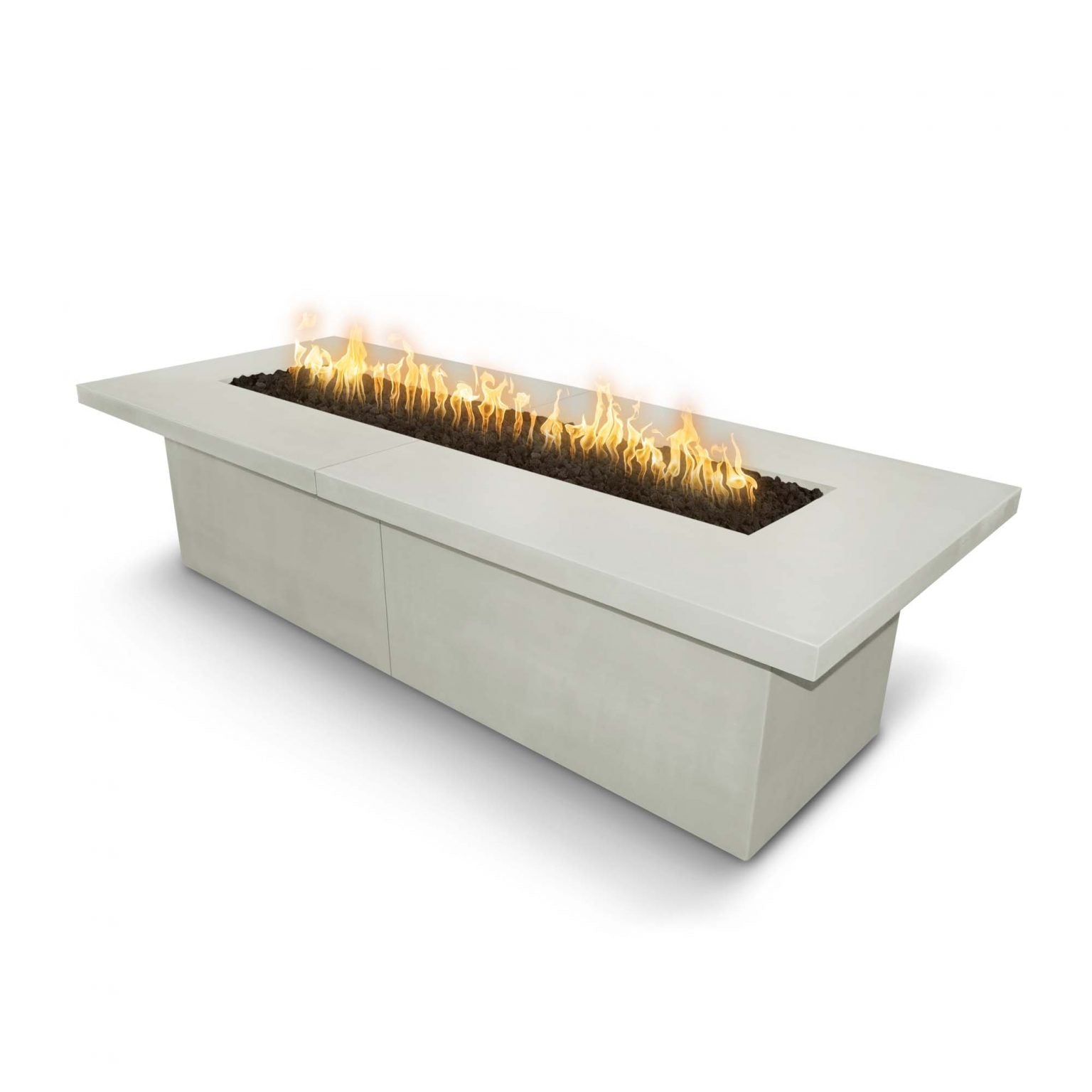 The Outdoor Plus Newport Rectangle Fire Pit in GFRC Concrete with Free Cover