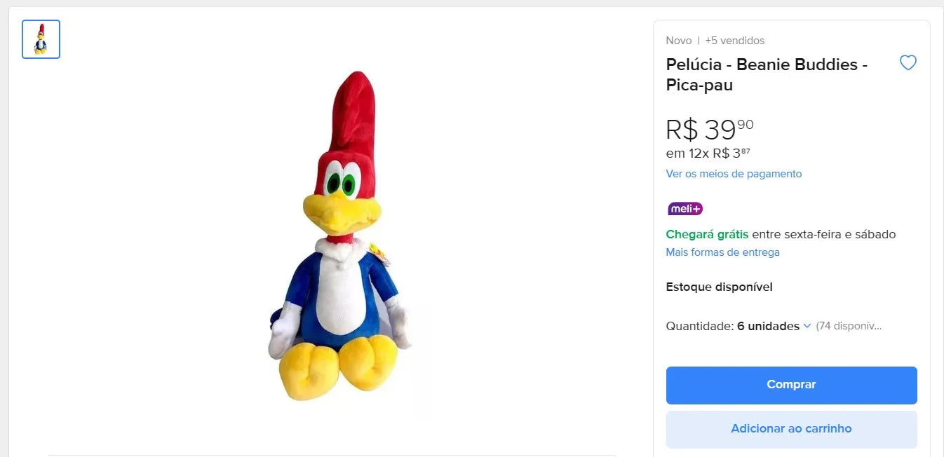 Personal Shopper | Buy from Brazil - Stuffed Toys - Turma Do Pica Pau Ty - 18 kits (DDP)