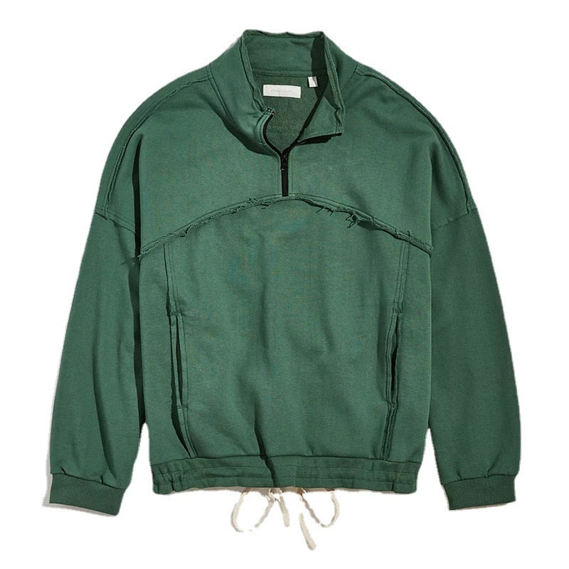 Jinquedai Vintage Punk Retro Fashion Half Zipper High Neck Sweater for Men