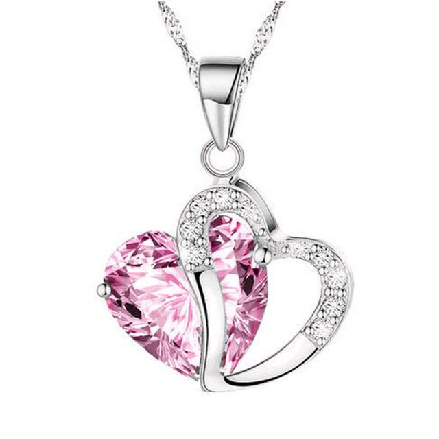 TOMTOSH Fashion Heart Crystal Pendant Necklace for Women - Trendy Romantic Jewelry Gift