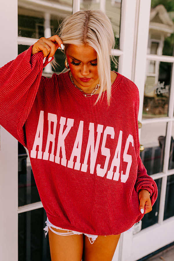 Arkansas State Pride Sweatshirt - Trendy Unlined Crewneck with Ribbed Texture