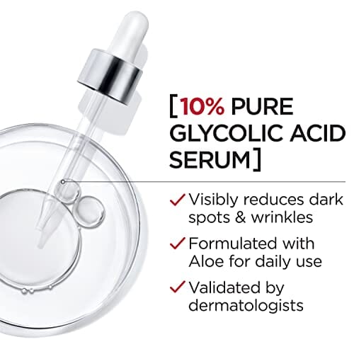 LOreal Paris 10% Pure Glycolic Acid Serum for Face - Dark Spot Corrector & Anti-Aging