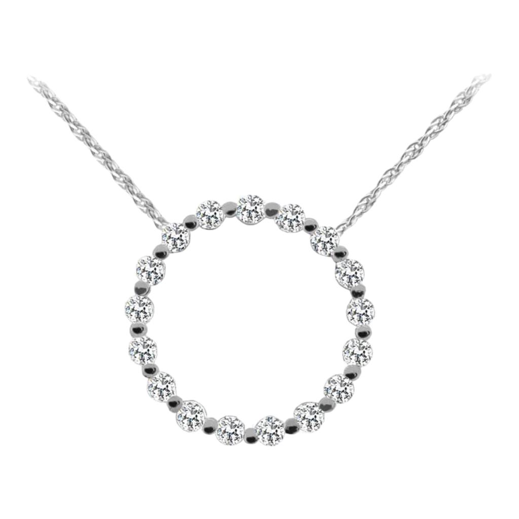 STUNNING DIAMOND CIRCLE PENDANT - 14K White Gold with G-H VS Diamonds
