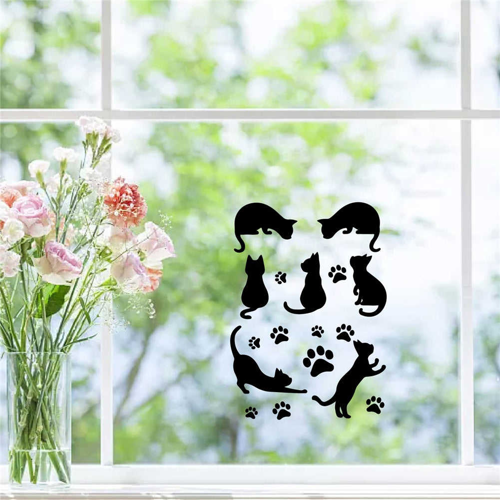 Craspire 16 Sheets 8 Styles PVC Waterproof Wall Stickers, Self-Adhesive Cat Decals for Home Decoration