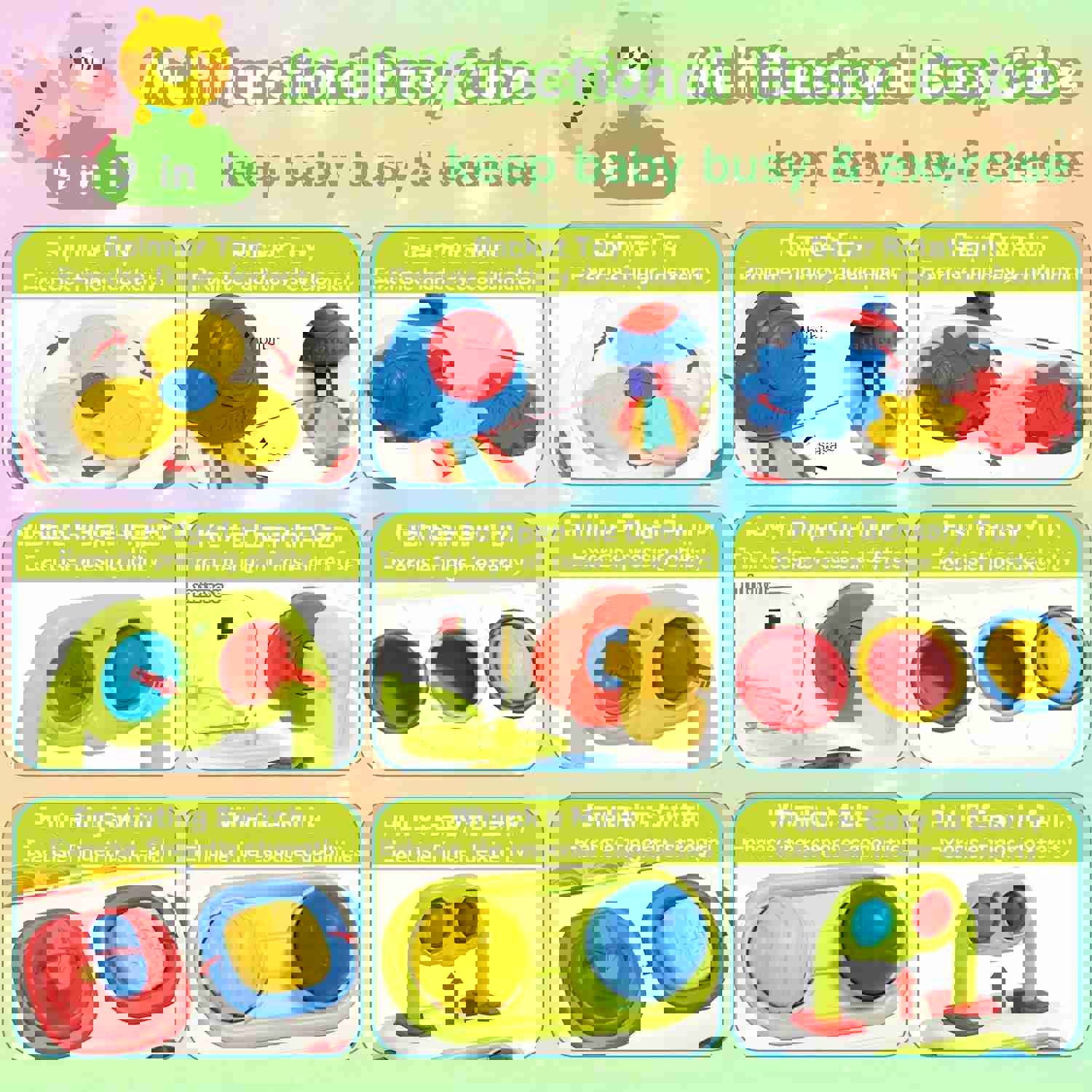 9 In 1 Busy Cube Baby & Toddler Montessori Sensory Toys for 1-3 Year Olds