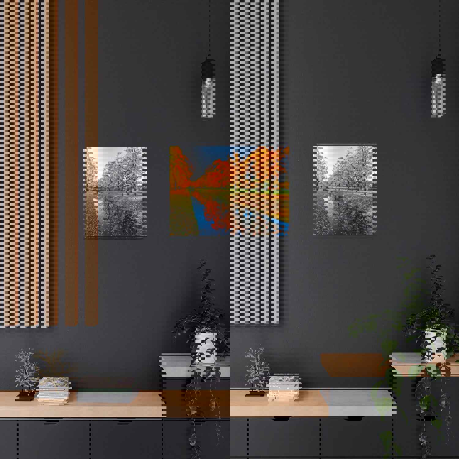 Obvodny Canal in Autumn Forest Floral Nature Photography Canvas Wall Art for Home Decor