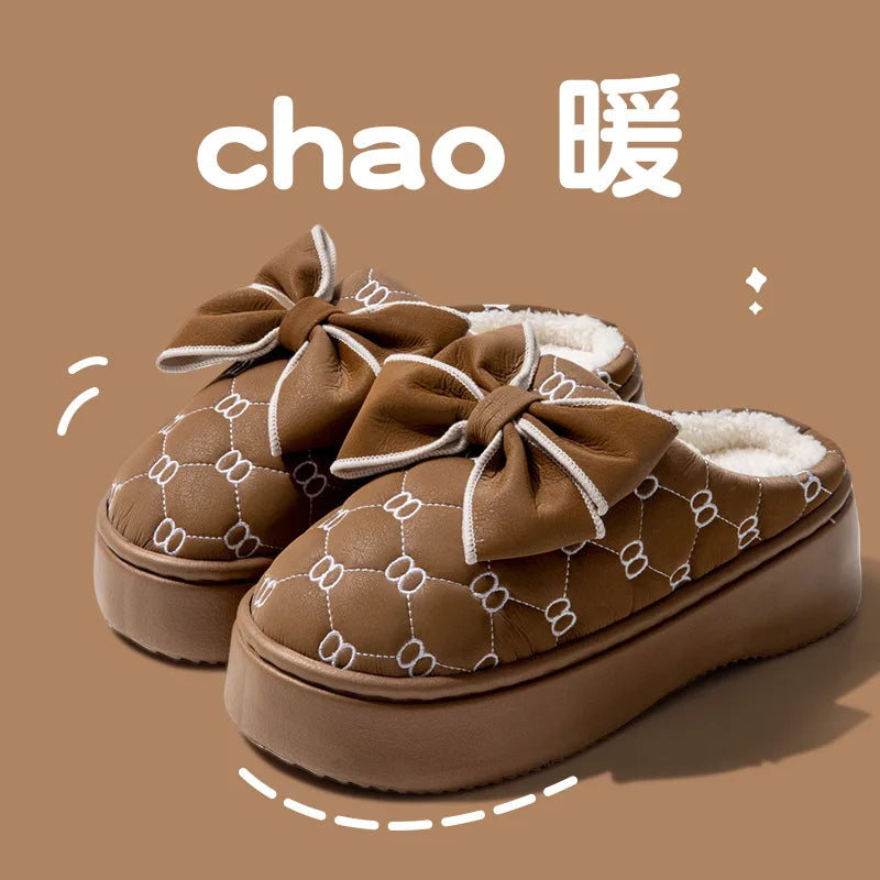 Women's Waterproof Winter Slipper Boots - Warm Plush Indoor Non-Slip Shoes