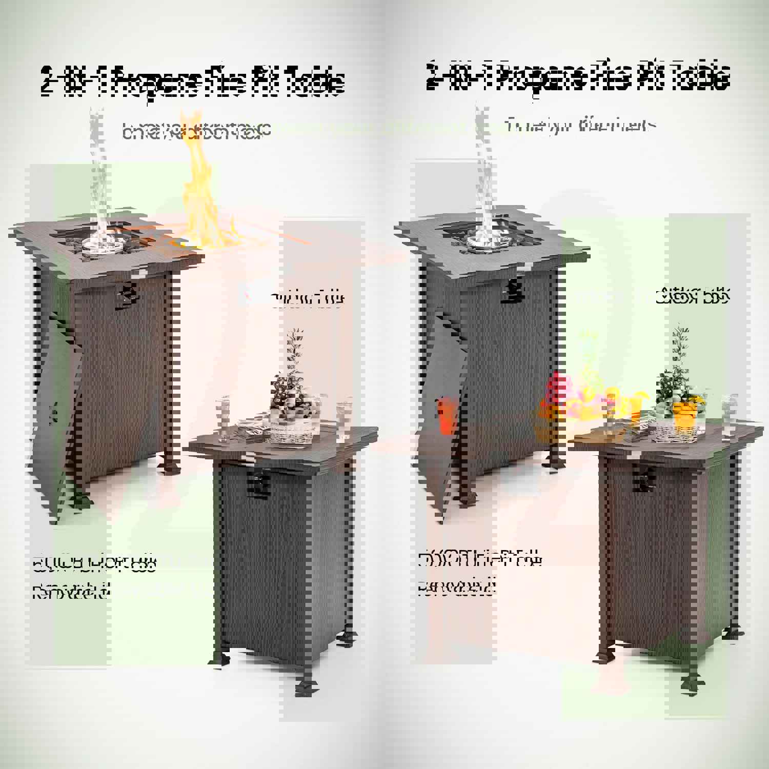 Tangkula 32 Inches Propane Fire Pit, Patiojoy 50,000 BTU Gas Fire Pit Table with Lid