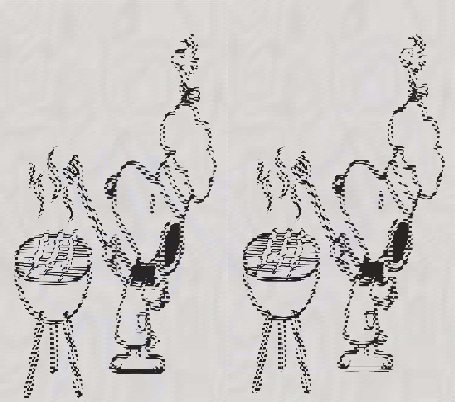 Snoopy Vinyl Wall Art Sticker Decal - Chef Snoopy And Woodstock Grilling