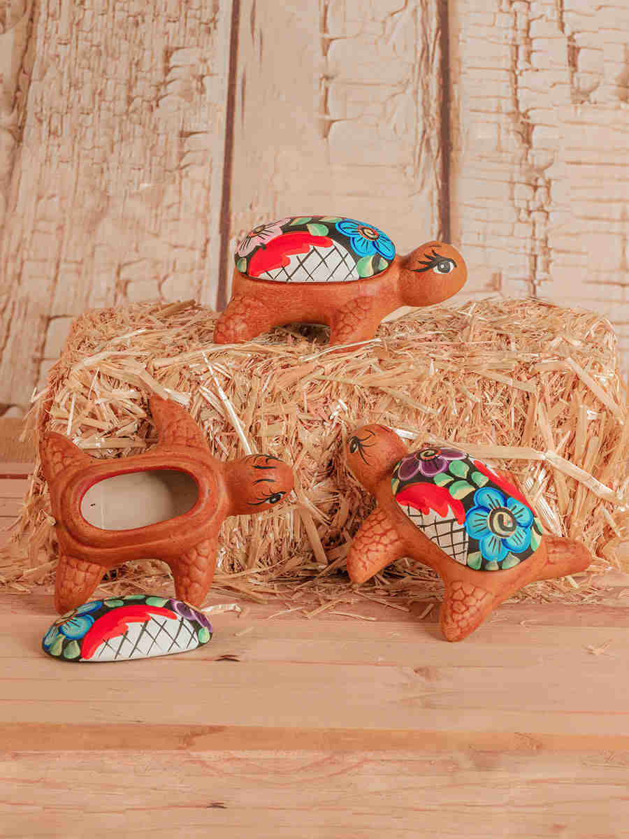 Hand Painted Ceramic Turtle Jewelry Container