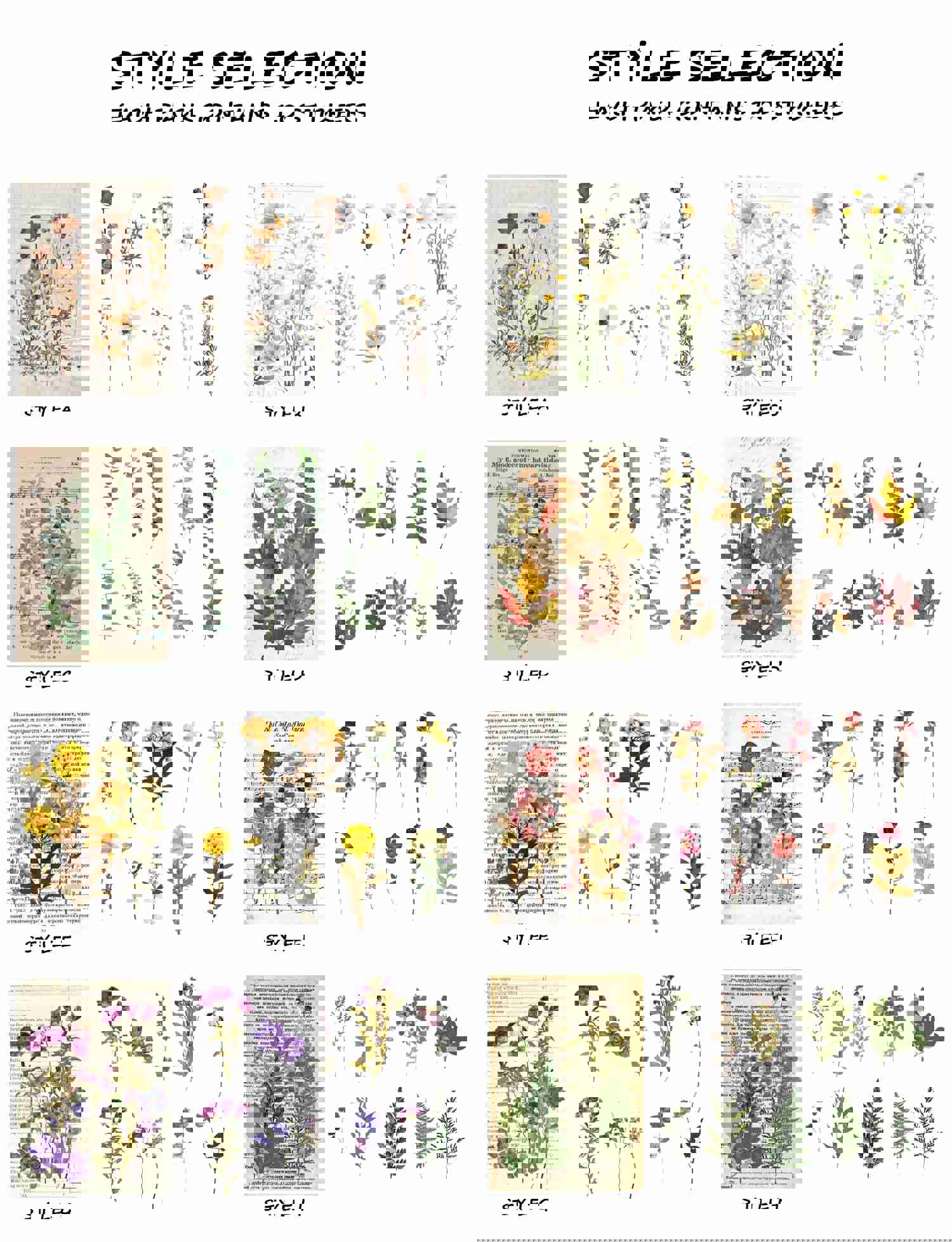 Dried Flowers Clear Stickers Pack