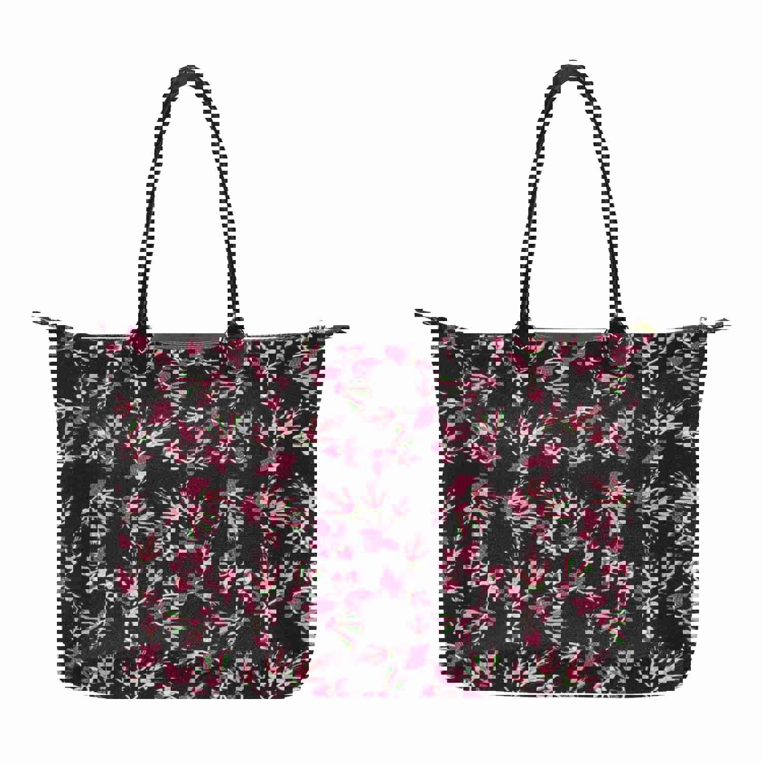 Floral Green Black Single-Shoulder Lady Handbag