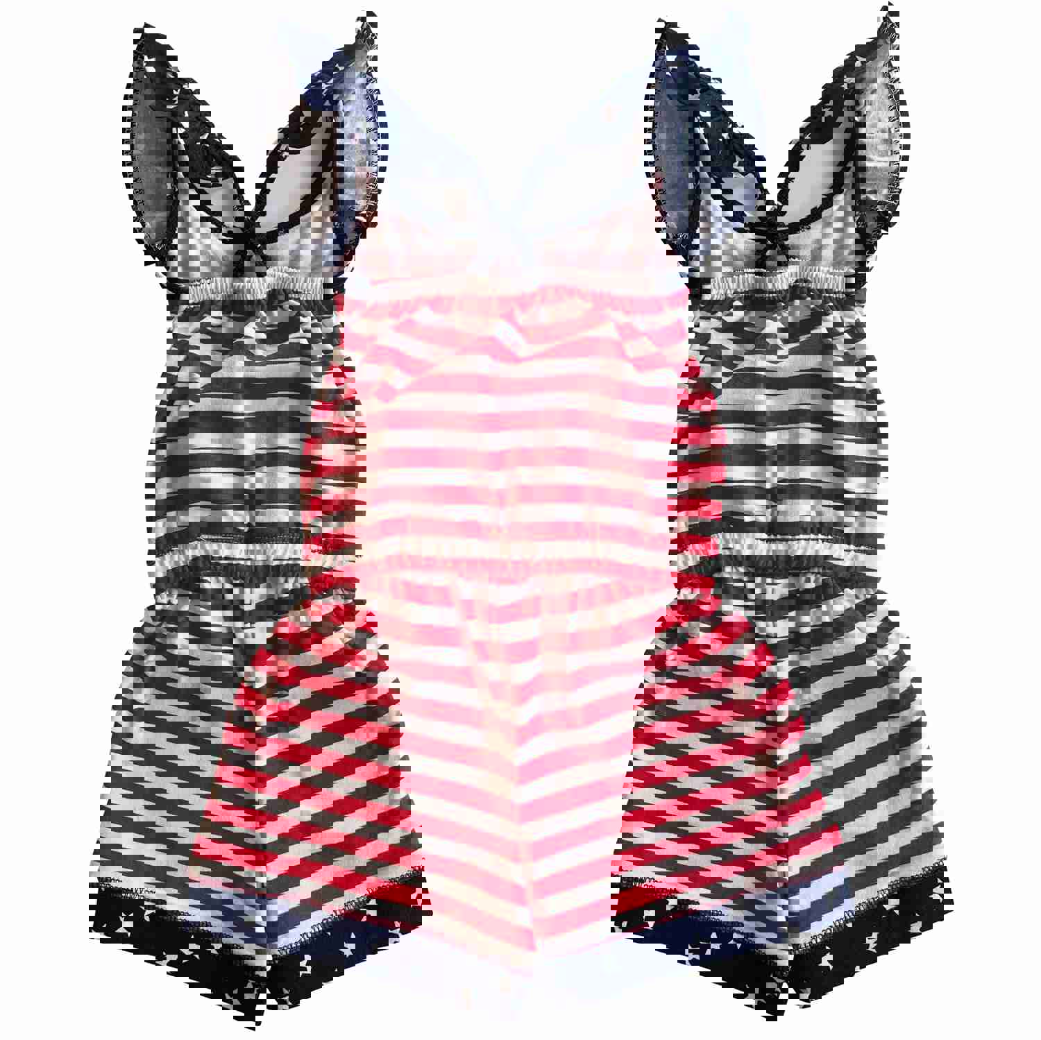 AnnLoren Little Big Girls Jumpsuit Stars & Stripes 4th of July Heart Summer Boutique Clothing