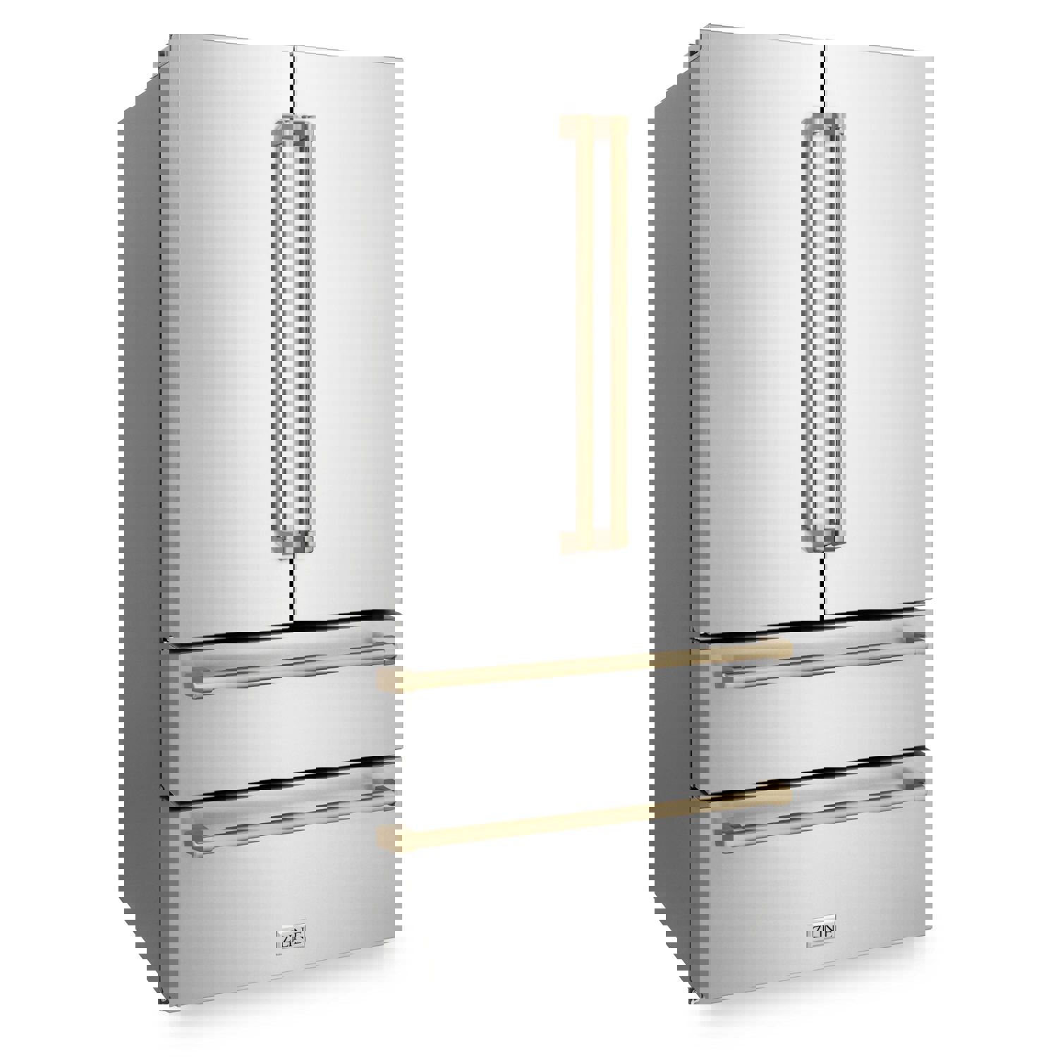 ZLINE 36 In. Autograph 22.5 cu. ft. Refrigerator with Ice Maker in Fingerprint Resistant Stainless Steel and Champagne Bronze Accents