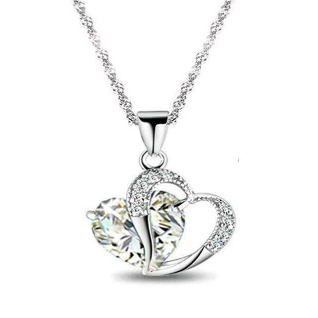 TOMTOSH Fashion Heart Crystal Pendant Necklace for Women - Trendy Romantic Jewelry Gift