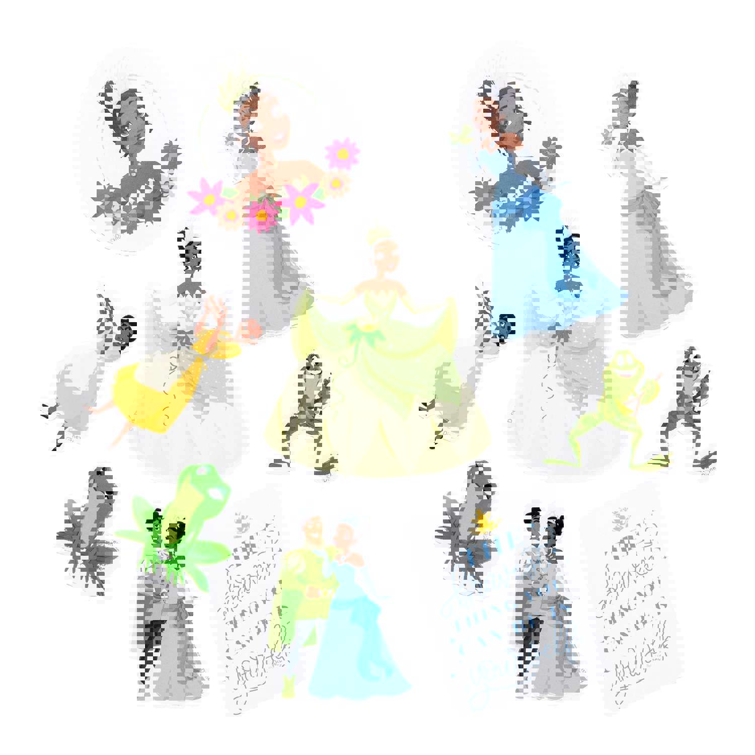 Princess And The Frog Die Cut Vinyl Decal Stickers - 8 Pack