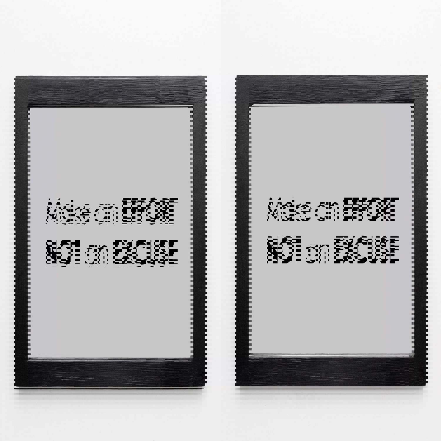 Make An Effort, Not An Excuse Motivational Wall Art - 10 x 8 Modern Typographic Poster Print