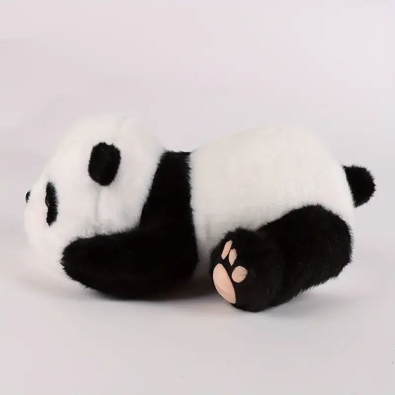 Furry Lying Panda Plush Doll - Soft & Cute Stuffed Animal Toy for Kids