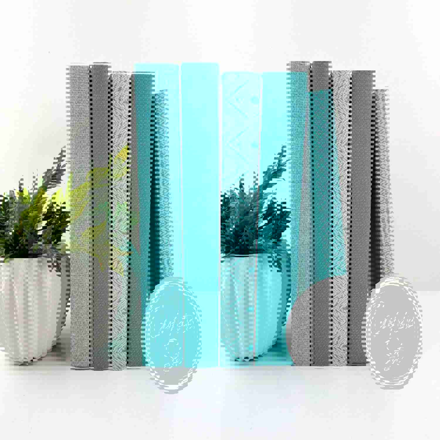 Linen Wrapped Books for Shelf Decor