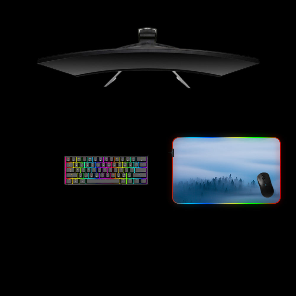 Foggy Forest Design RGB Gaming Mouse Pad with LED Strip for M-XXL Size