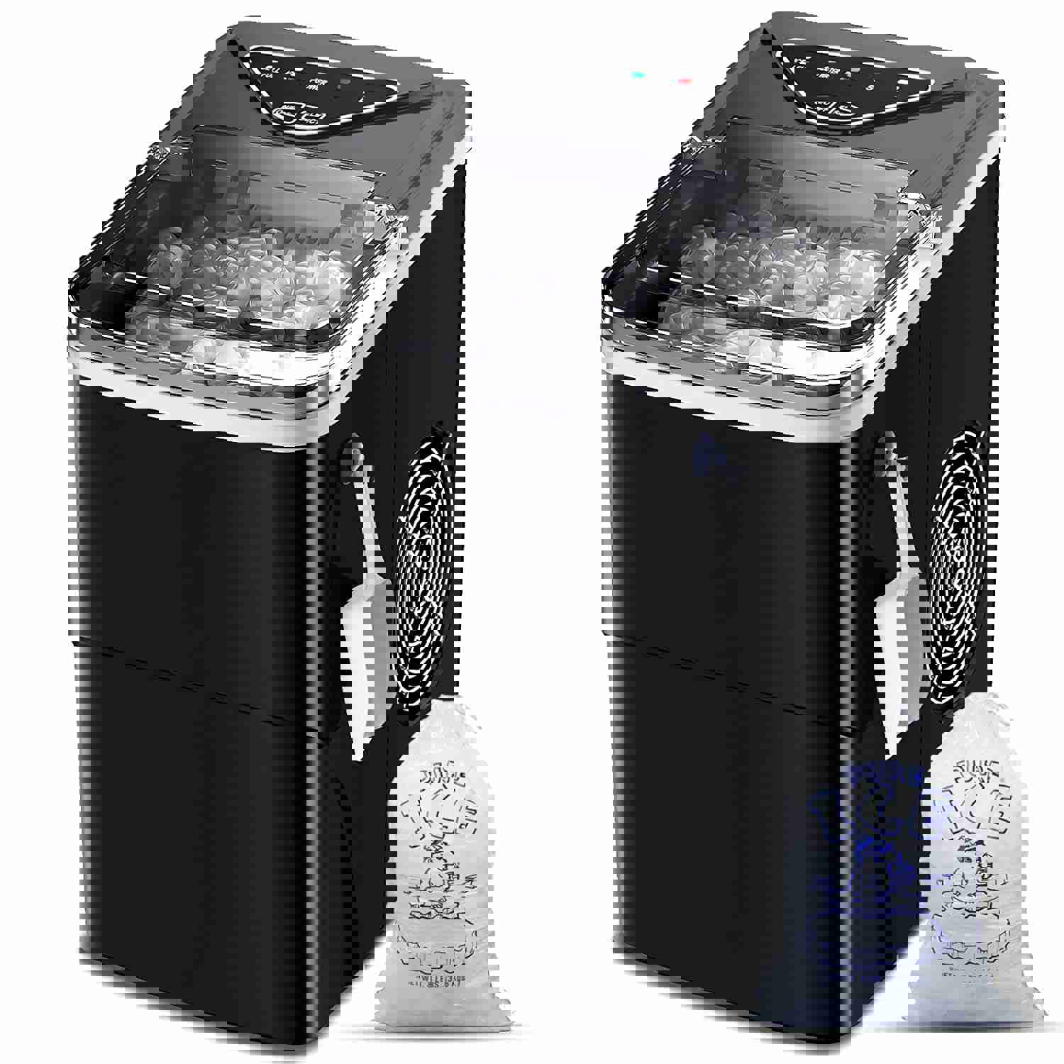 Portable Electric Ice Maker with Self-Cleaning Function, 9 Ice Cubes in 6 Mins, 26Lbs/24Hrs, Includes Ice Bags & Scoop (Black)