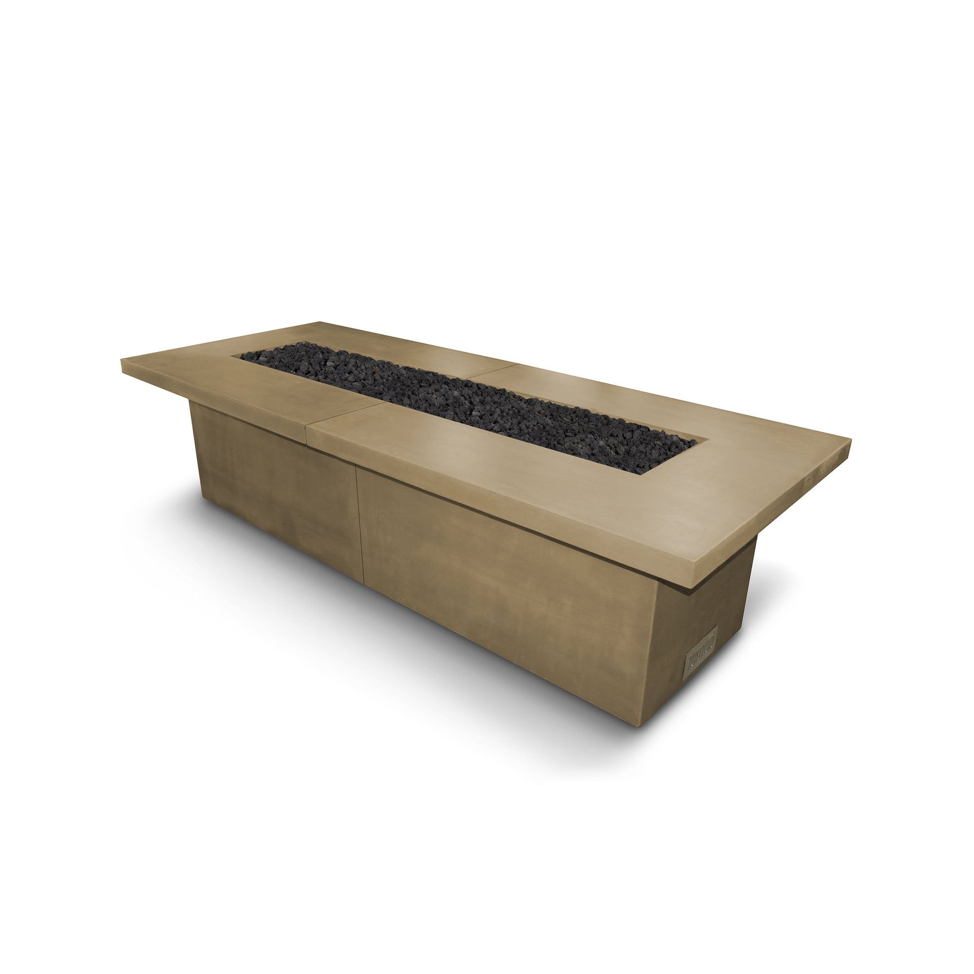 The Outdoor Plus Newport Rectangle Fire Pit in GFRC Concrete with Free Cover