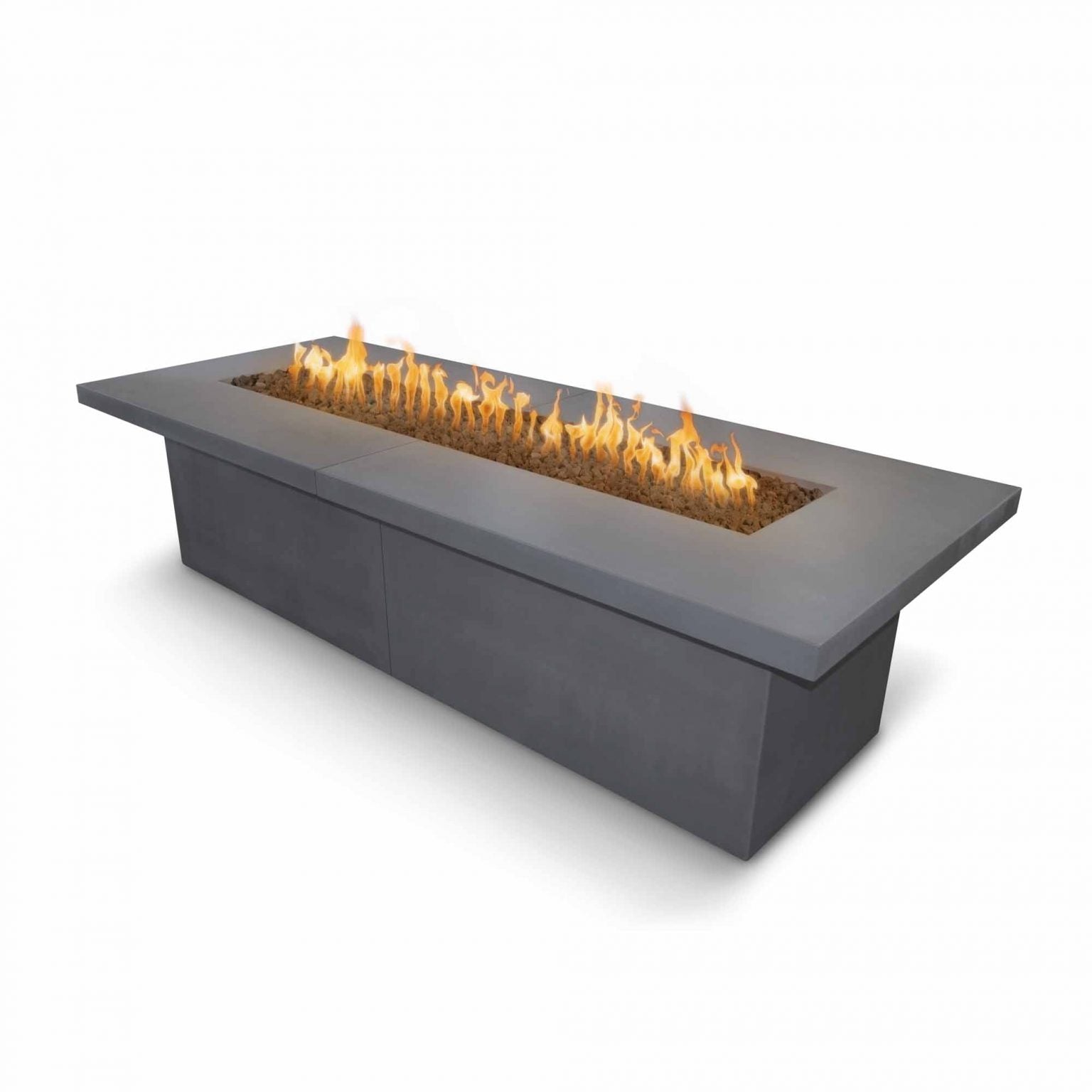 The Outdoor Plus Newport Rectangle Fire Pit in GFRC Concrete with Free Cover
