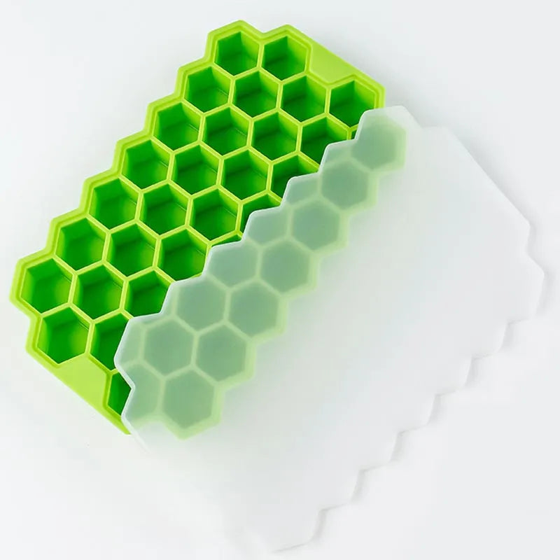 Honeycomb Ice Cube Trays Reusable Silicone Mold BPA Free with Removable Lids