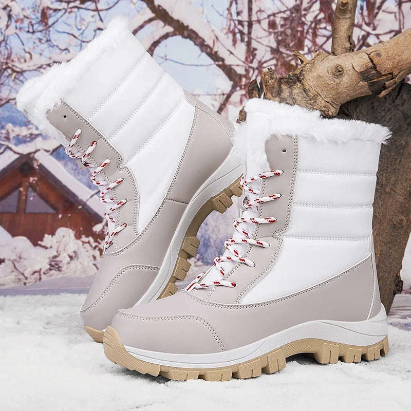 Women's Snow Boots Winter Plush Warm Waterproof Anti-Slip Hiking Shoes