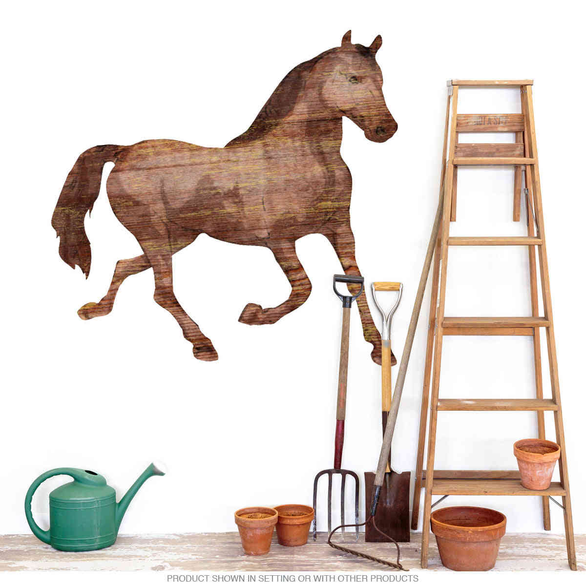 Horse Cut Out Farm Animal Wall Decal - Wood Style Design