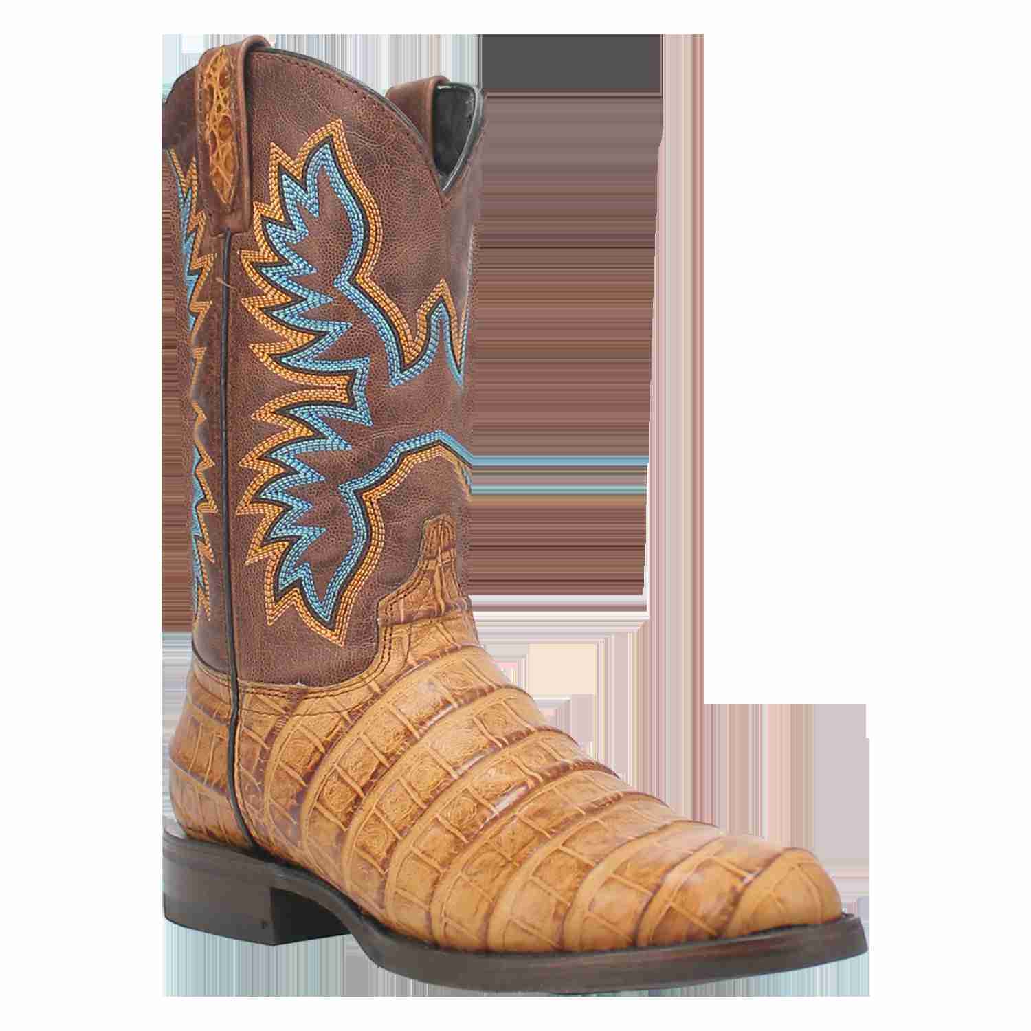 Dingo Tan Gator Print Trail Boss Round Toe Western Boots for Men