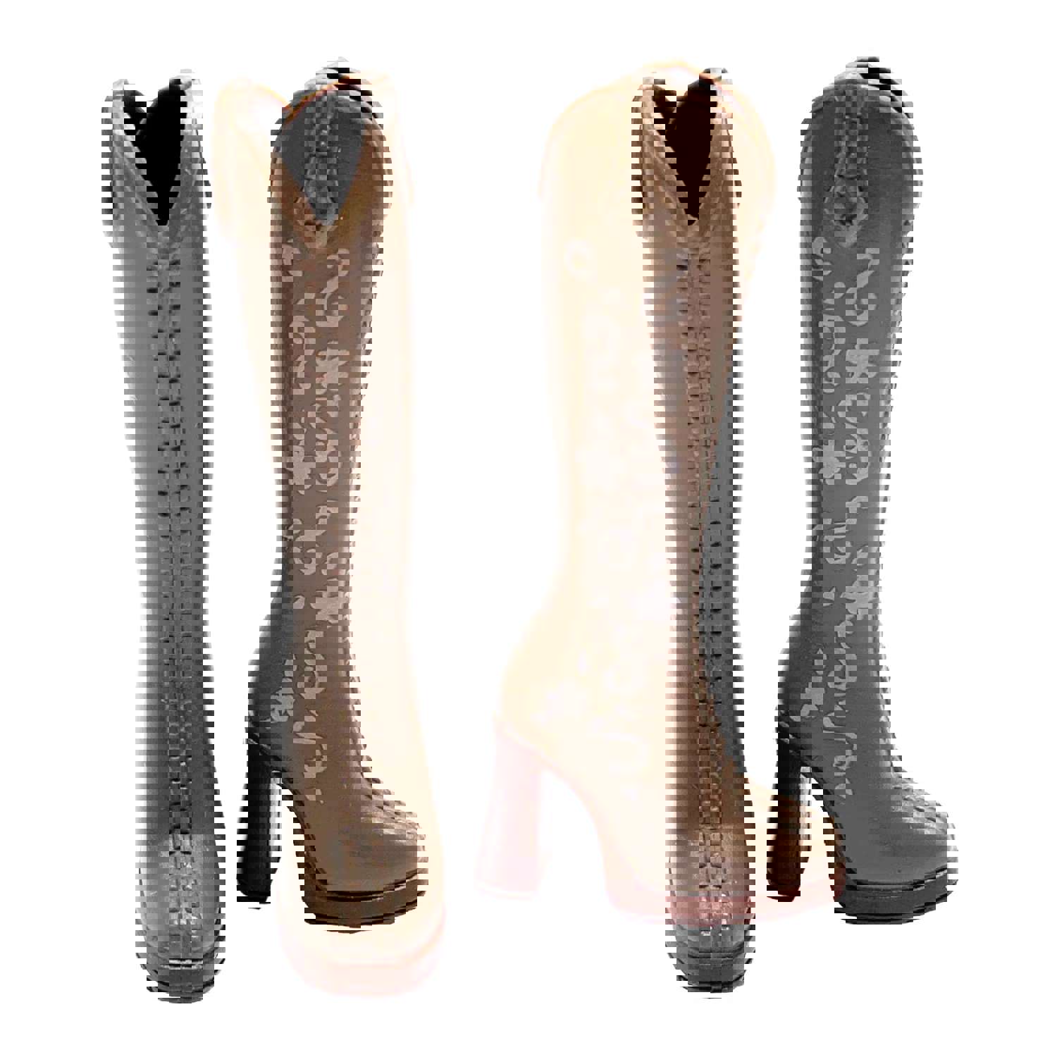 Mattel Barbie My Scene Doll Replacement Shoes - Tall Floral Taupe Mauve Boots