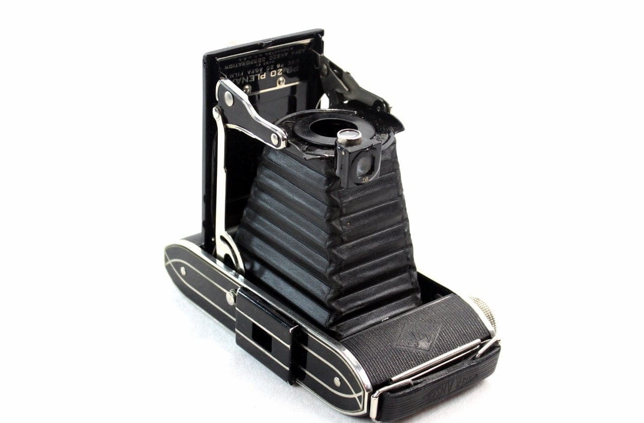 Vintage PB20 Plenax Agfa Folding Camera Lens Wine and Champagne Bottle Stopper with Art Deco Display Stand