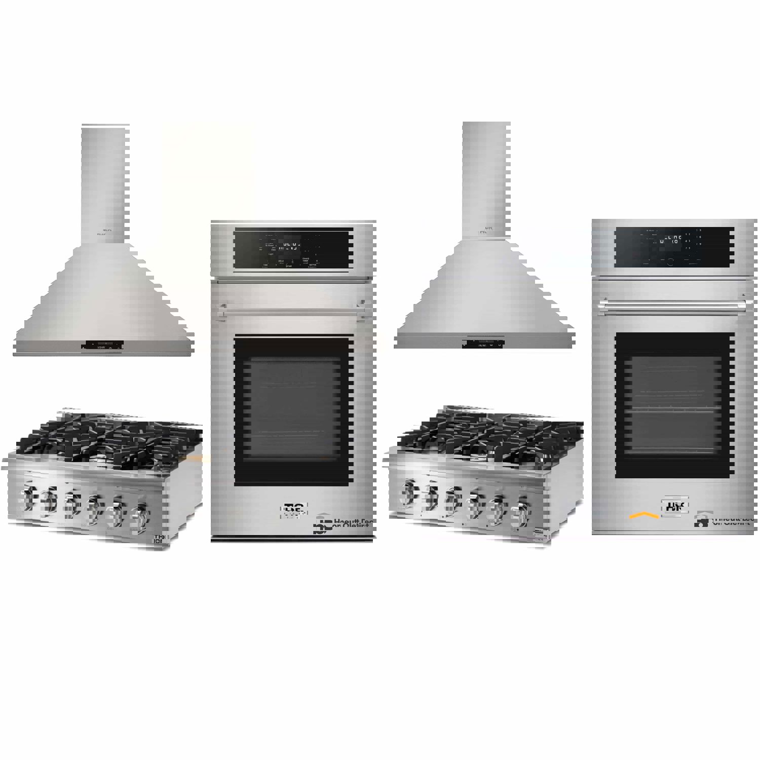 Thor Kitchen 3-Piece Pro Appliance Package - 36-Inch Rangetop, Electric Wall Oven & Wall Mount Hood in Stainless Steel