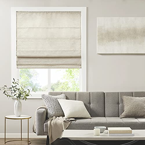Madison Park Cordless Roman Shades - Como Ivory, 35x64, Room Darkening, Thermal Insulated